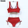 Riseado Sexy Bikini Push Up Swimwear Feminino Maiôs Biquínis Mujer Cintura Alta Biquíni com Cordão Fato de Banho Verão 210611