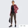 Giacca da donna con cappuccio e zip intera spazzolata opaca Giacca da allenamento con cappuccio per abbigliamento sportivo con tasche con zip
