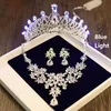 Girls Birthday Party Light Tiara Crown Necklace Earrings Jewelry Sets Wedding Bridal Tiaras Jewelry Women Hair Accessories HG158 H1022