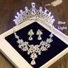 Dziewczyny Birthday Party Light Tiara Korona Naszyjnik Kolczyki Biżuteria Zestawy Ślubne Bridal Tiaras Biżuteria Kobiety Akcesoria do włosów HG158 H1022