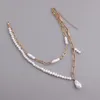 Chokers trendiga flerskiktskedja oregelbundna pärlpärlor halsband för kvinnor mode uttalande hänge halsband boho smycken gåva
