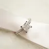 Princess Cut 0,6CT Lab Diamond Ring Real Sterling Sier Ringed Warding Band Ring