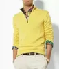 2020 Ny high-end Casual Half Zipper Men Polo Sweater Märke Sweater Bomull Pullover Men Sweater Size M-3XL