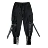 Mäns lastbyxor Hip-Hop Multi-Pocket Jogger Svart Streetwear Ribbons Fashion Sweatpants Mäns Harem Casual Pants 210714