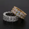 Bling Big Zircon Stone Gold Silver Color Hiphop Band Rings for Women Men Fashion Wedding Engagement Jewelry Gift