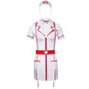 Blanc sexy lingerie vêtements de nuit femme chaude sexy infirmière uniforme cosplay été chemise de nuit chemise de nuit + soutien-gorge ensemble costume trois pièces Q0818