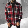 Męskie Kurtki Mężczyźni 2021 Wiosna Moda Casual Turn-Down Collar Button Vintage Plaid Drukuj Topy Płaszcze Mężczyzna Luźna Kurtka Streetwear