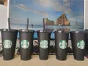 24oz / 710ml Starbucks Color Kubek Zmiana Plastikowa Kubek, Wielokrotnego użytku Przezroczysty Picia, Cylindryczna pokrywa, Słoma, Bardian
