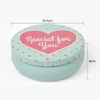 Presentförpackning 1pc Tinplate Round Tin Box Cookie Candy Tea Storage Case Mousse Cake Packaging Containers for Desserts sötsaker