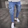 Jeans da uomo Pantaloni a matita stile safari Solid Slim Pantaloni da uomo in denim Cargo Streetwear Plus Size Autunno Primavera Abbigliamento 211108