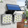 Luzes de parede solares ajustáveis ​​3 cabeças lâmpada solar 138led 120led ip65 À prova d'água sensor de movimento solar luz grande ângulo iluminação para garagem