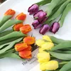 Presentes para mulheres 11 peças buquê de flores artificiais de tulipa de alta qualidade toque real hidratante para decoração de casamento flores decoração de casa garen