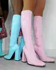 Colorful bright patent leather high-tube fashion knee boots 2021 autumn and winter new female cute candy straight boots Y1125