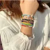 5pcs / Set Snap Smycken Armband Pärlor Läder 18mm Knapp Bracelet Handgjorda Elastiska För Kvinnor