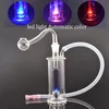 LED Light Glass Pipe Oil Burner Bong Mini DAB RIG Oil CirdCage Percolater Bulbler Recycler Rury wodne Przenośne ze wszystkimi akcesoriami palenia