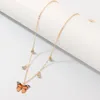 Pendant Necklaces Luxury Women Butterfly Female Colorful Rhinestone Gold Chain Simple Choker Necklace Jewelry For Girls