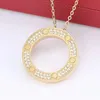 Luxury Full Diamond 3 Color Pendant Necklace Fashion 18K Gold Women's Love Necklace High Quality 316L Stainless Steel Jewelry