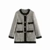 ZA Women Plaid Straight Jackets Fashion Office Ladies Loose Coats Female Autumn Vintage Keep Warm Coat XITIMEAO 210602