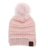 Kids Knitted Hat Braid Hair Ball Wool Caps Winter Cable Knit Slouchy Crochet Outdoor Warm Cap 11 Colors Knitted hats