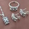 Orecchini Collana Stile russo Cubic Zirconia Set di gioielli estivi da donna Colore argento e set di anelli 2021 TZ0144