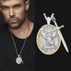 Pendentif Colliers 1pc Bouclier Longue Chaîne Drive Away Malchance Ronde Et Épée Collier Bijoux