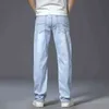 Summer Business Casual Light Blue Jeans Comodi e morbidi Pantaloni dritti da uomo in cotone elasticizzato di alta qualità 211108