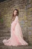 Incroyable Blush Rose Dentelle et Tulle Fleur Fleur Fille Robe Bateau Cou Moelleux Une Ligne Filles Robes Formelles avec des Fleurs Délicates