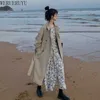 WERUERUYU Feminino Trench Coat Casual Feminino Casaco Longo Solto com Cinto Moda de Inverno Jaquetão Transpassado 210608