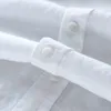 メンズ100％純粋なリネン長袖シャツメンズブランド衣類S-3XL 5色ソリッドホワイトシャツCAMISA211M