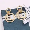 18K Gold Plated Dangle Fashion Designers Letters Stud Earrings Luxury Brand Charm Women 925 Silver Crystal Rhinestone Pearl Earring Wedding Jewerlry Accessories