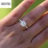 14K White Gold Round Moissanite Engagement Halo Ring With Small White Round Lab Diamond Wedding For Women Diamond