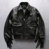 Veste en Faux cuir véritable pour hommes, veste en vraie vache, chèvre, bombardier Moto Biker, vêtements de spectacle classiques en peau de vache, printemps