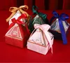Party Supplies Marry Candy Box Pagoda Shaped Silk Ribbon Diamonds Retur Gift Wrap Nya Mönster Små Stora Förpackning Boxar Rosa Sn6143