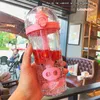 500ML Cartoon Creative Water Bottle Straw Plastic Drinkware Cute Student Stirring Travel Large Capacity Kawaii Cup Juice Drinkin