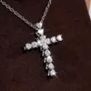 Pendant Necklaces Gorgeous Heart Shaped Zircon Cross Pendants Choker Chains White Gold Color Necklace For Women Fashion Jewelry Wholesale KC