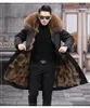 Mens Real Fox Fur Liner Coats Winter Long Jackets With Furs Hood Thick Parkas Warm Outerwear Overcoat Amovible Windbreakers Plus Size M-5XL noir khahi