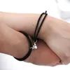 40PC / 20SSet Halves Heart Magnetic Armband Stål Charm Par Armband för Lover Vänskap Armband Braid Rope Magnet Smycken