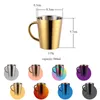 1/2pcs double paroi en acier inoxydable tasse à café 300ml portable arc-en-ciel tasse de voyage tasse de thé au lait tasses d'eau de bureau 210804