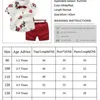 Brand New floral bebê menino cavalheiro roupas terno de manga curta criança gravata camisa tops + shorts vermelhos verão conjunto de crianças 1-7T 210309