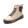 Botas de Martin de Couro Real das Mulheres 2022 Outono e Inverno Moda Sapatilhas Bolso Plano All-Match Ankle Botas Casuais Sapatos