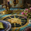 Blue Mist Gold Apollo Tablecloth Soft Velvet Luxury Table Cloth Home Kitchen Everyday Décor With Heavy Tassel Europe Style 210626