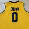 Wsk NCAA College California Golden Bears Basketball Jersey Jaylen Brown Yellow Size S-3XL All Stitched Embroidery