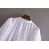 Kadınlar zarif içi boş nakış gündelik beyaz gömlek destansı kadın uzun kollu dantel kenar vestidos şık mini elbiseler ds3435 210303