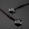 Pendant Necklaces Black Obsidian Natural Stone Necklace For Men Women Amulet Hexagram Adjustable Rope Chain Colar Gifts9953746