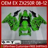 Kawasaki Ninja Ex250 Ex-250 ZX250 R Ex ZX 250R 08 09 10 11 12 81NO.20 EX250R ZX-250R 2008-2012 ZX250R 2008 2009 2011 2012 OEM 페어링 블랙 불길 BLK