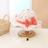 Girls Hat Summer Cartoon Bow Lace Cap Infant Baby Boy Girl Flower Printing Andningsbara barn Cap Sunhat Hats