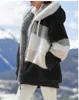 5xl plus size size womens casaco de inverno de tamanho grande moda costeira roupas xadrez zíper com capuz ladies casaco de cabelo coreano coreano