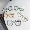 Fashion Sunglasses Frames Oversized Alloy Square Clear Glasses For Women Vintage Green Orange Big Eyeglasses Elegant Shades Black 268Q