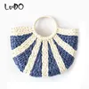 Shopping Bags Straw Moon Women Summer Semi-circle Rattan Handbag Purse Female Bohemia Bali Shoulder Handmade Woven Beach 220301