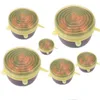 Silicone Bowl Lids Seal Preservative Film Circulation Use Environmental Bowls Lid 6 Pieces Keep Fresh Food WY294 ZWL